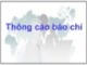 Bài giảng Quan hệ công chúng: Thông cáo báo chí